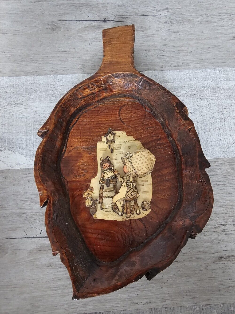 Vintage Holly Hobbie Raggedy Ann Wooden Wall Hanging Rustic 3D Art Country Rare